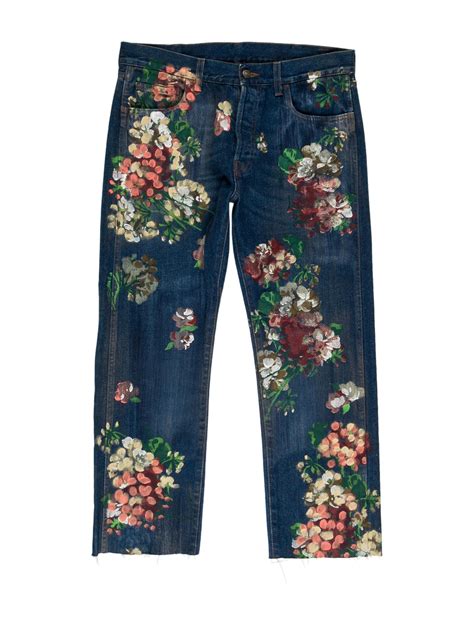 gucci floral painted jeans|gucci female jeans.